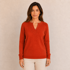 Sweater cuello calado V mujer Nancy D1659