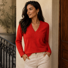 Sweater cuello V liviano mujer Diana D939