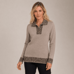 Sweater cuello jacquard mujer PO6113