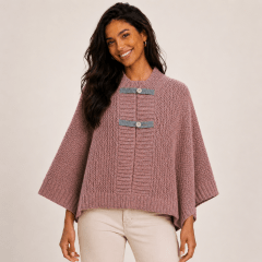 Poncho abierto botones Mujer E1041