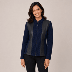 Chaqueta corta aplicación cuero mujer Daniela