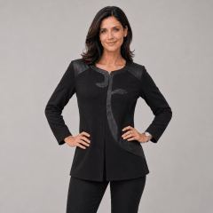 Chaqueta aplicaciones cuero mujer LAINE