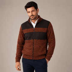Chaqueta con aplicaciones de cuero hombre 5716