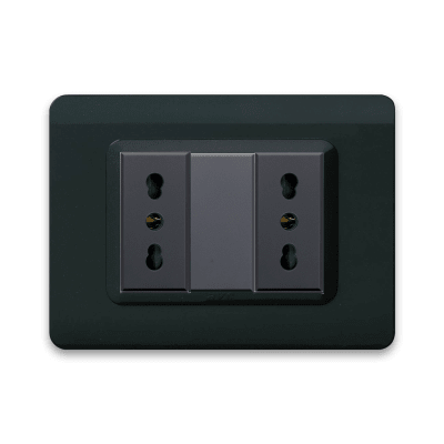 Tomacorriente Doble 10/16A, AVE, PLACA TECNOPOLIMERO ANTRACITA1