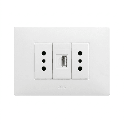 PLACA YOUNG BLANCA CON TOMACORRIENTE Y USB1