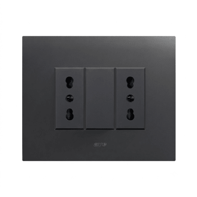 TOMACORRIENTE DOBLE 10/16A, AVE, PLACA SMART TECNOPOLIMERO NEGRO MATE1
