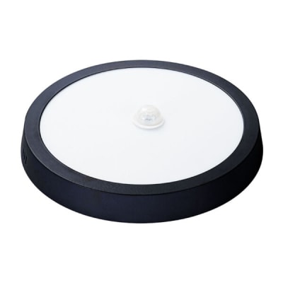 PANEL LED ECO CON SENSOR NEGRO SOBREPUESTO REDONDO 18W 3000K2