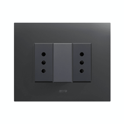 TOMACORRIENTE DOBLE 10A, AVE, PLACA SMART METALICA NEGRO MATE1