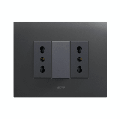 TOMACORRIENTE DOBLE 10/16A, AVE, PLACA SMART METALICA NEGRO MATE1