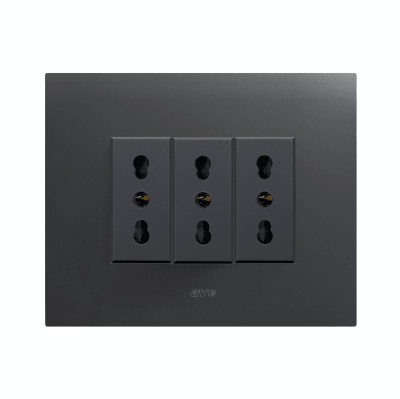 TOMACORRIENTE TRIPLE 10/16A, AVE, PLACA SMART TECNOPOLIMERO NEGRO MATE1
