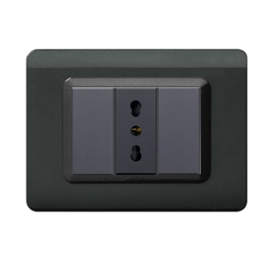 TOMACORRIENTE SIMPLE 10/16A PLACA TECNOPOLIMERO GRIS OSCURO METALIZADO1