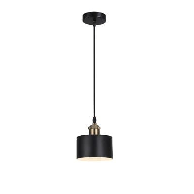 LAMPARA COLGANTE PORTA E27*1 NEGRO + AMPOLLETA1