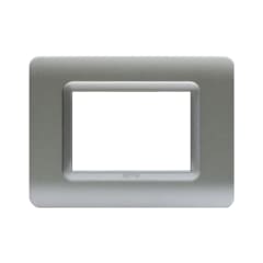 PLACA TECNOPOLIMERO GRIS CLARO OPACO 3 MODULOS