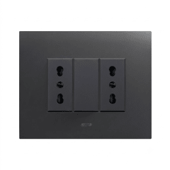 TOMACORRIENTE DOBLE 10/16A, AVE, PLACA SMART METALICA NEGRO MATE