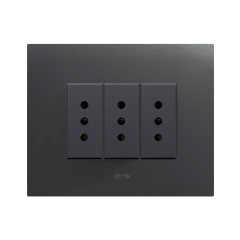 TOMACORRIENTE TRIPLE 10A, AVE, PLACA SMART METALICA NEGRO MATE