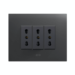 TOMACORRIENTE TRIPLE 10/16A, AVE, PLACA SMART METALICA NEGRO MATE