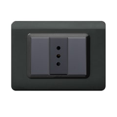 TOMACORRIENTE SIMPLE 10A PLACA TECNOPOLIMERO NEGRO BRILLANTE