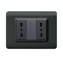 TOMACORRIENTE DOBLE 10/16A, AVE, PLACA TECNOPOLIMERO GRIS OSCURO METALIZADO