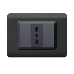 TOMACORRIENTE SIMPLE 10/16A PLACA TECNOPOLIMERO NEGRO BRILLANTE