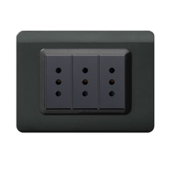 TOMACORRIENTE TRIPLE 10A, AVE, TECNOPOLIMERO NEGRO BRILLANTE