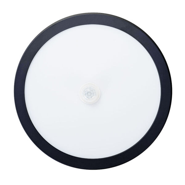 PANEL LED ECO CON SENSOR NEGRO SOBREPUESTO REDONDO 18W 3000K3