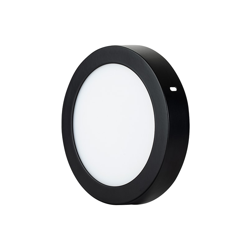 PANEL LED NEGRO SOBREPUESTO REDONDO 18W 3000K 1