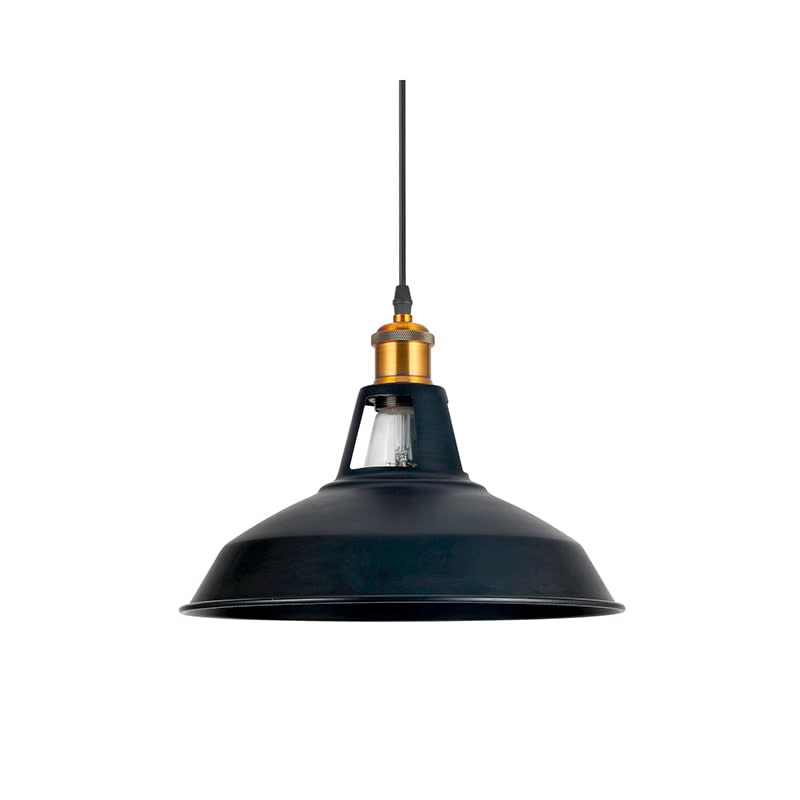 LAMPARA COLGANTE NEGRO 300MM CON SOQUETE E27 BRONCE + AMPOLLETA 0