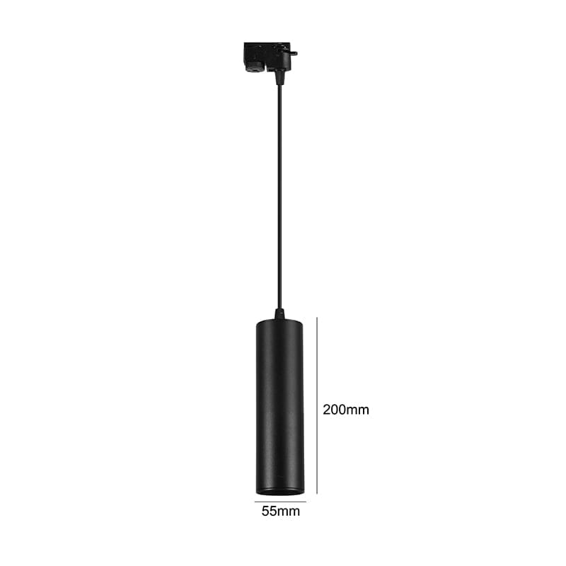 LAMPARA GOLGANTE NEGRA PORTA GU10 FORMATO RIEL 200MM + GU102