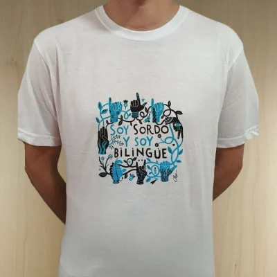 Polera Soy sordo y soy bilingüe - Blanca - Bicolor1