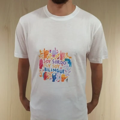 Polera Soy sordo y soy bilingüe - Blanca - Colores1