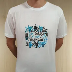 Polera Soy sordo y soy bilingüe - Blanca - Bicolor