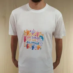 Polera Soy sordo y soy bilingüe - Blanca - Colores