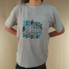 Polera Soy sordo y soy bilingüe - Gris - Bicolor