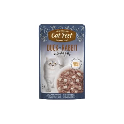 CATFEST POUCH PATO Y CONEJO 70GR1