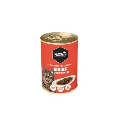 LATA AMITY GATO CARNE DE RES CON VEGETALES 415 G