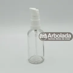 Botella vidrio transparente 50ml válvula blanca Florencia