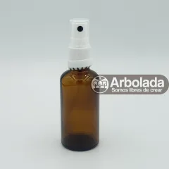 Botella vidrio ámbar 100ml spray blanco