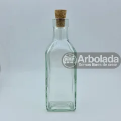 Botella vidrio transparente 250ml con corcho navidad