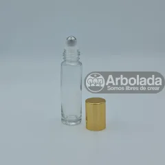 Roll on 10ml vidrio transparente tapa dorada