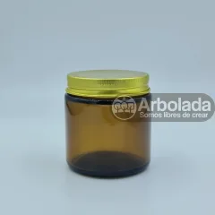 Pote vidrio ámbar 100ml tapa dorada