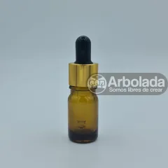 Gotario vidrio ámbar 5ml cuello dorado