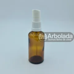 Botella vidrio ámbar 50ml válvula blanca
