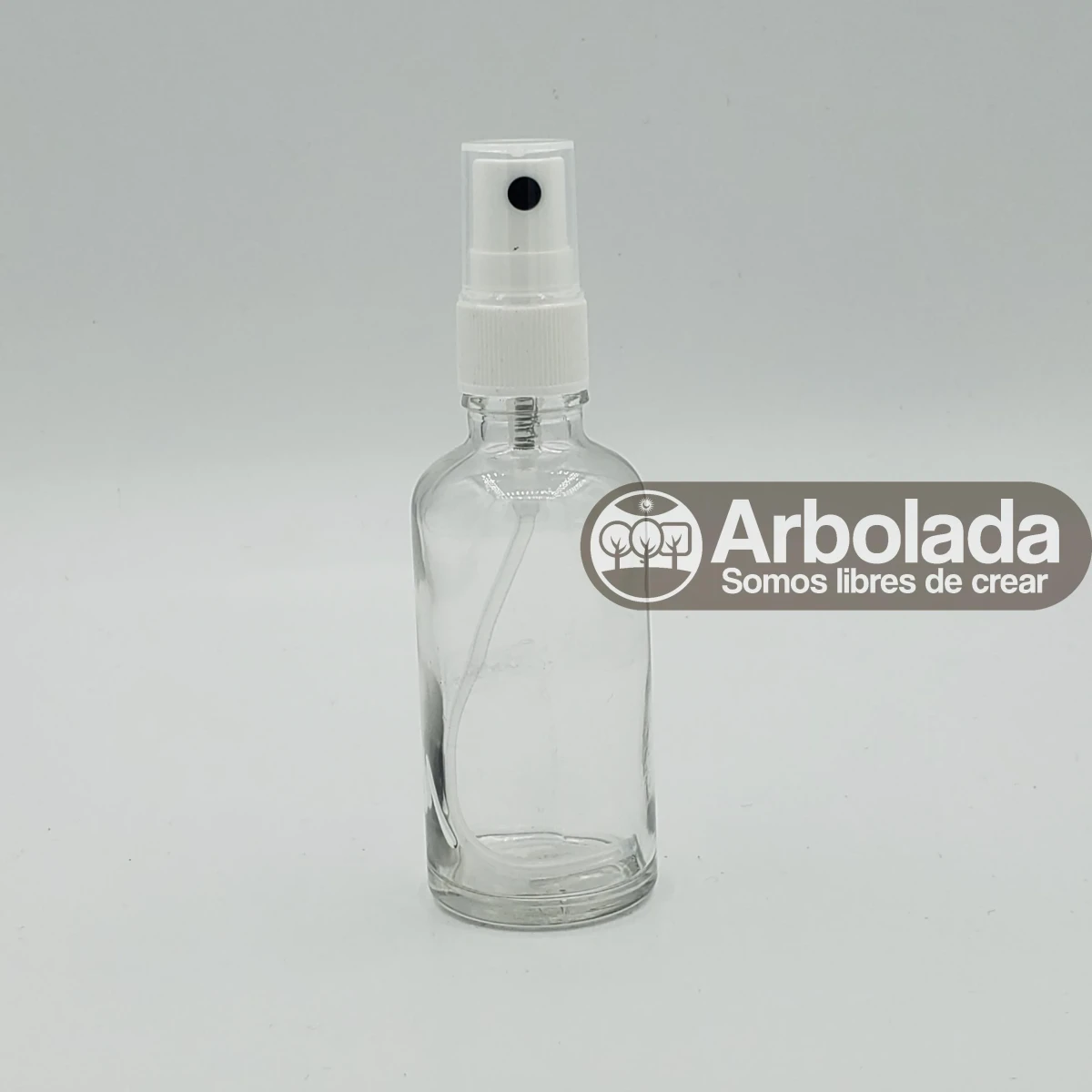 Botella vidrio transparente 50ml spray blanco1