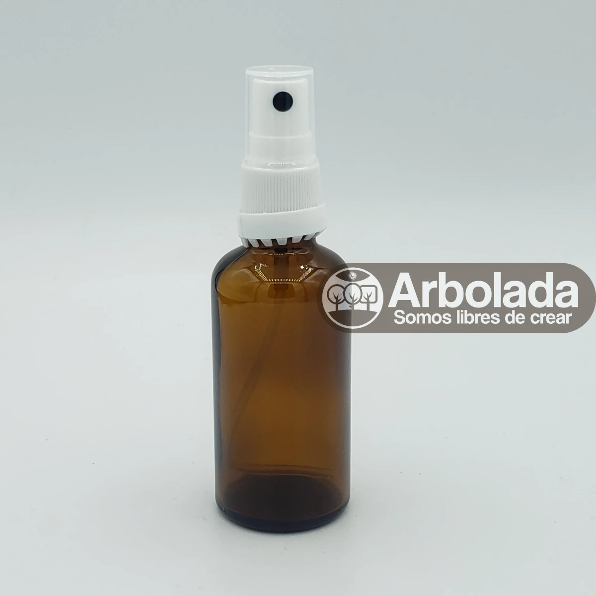Botella vidrio ámbar 100ml spray blanco1