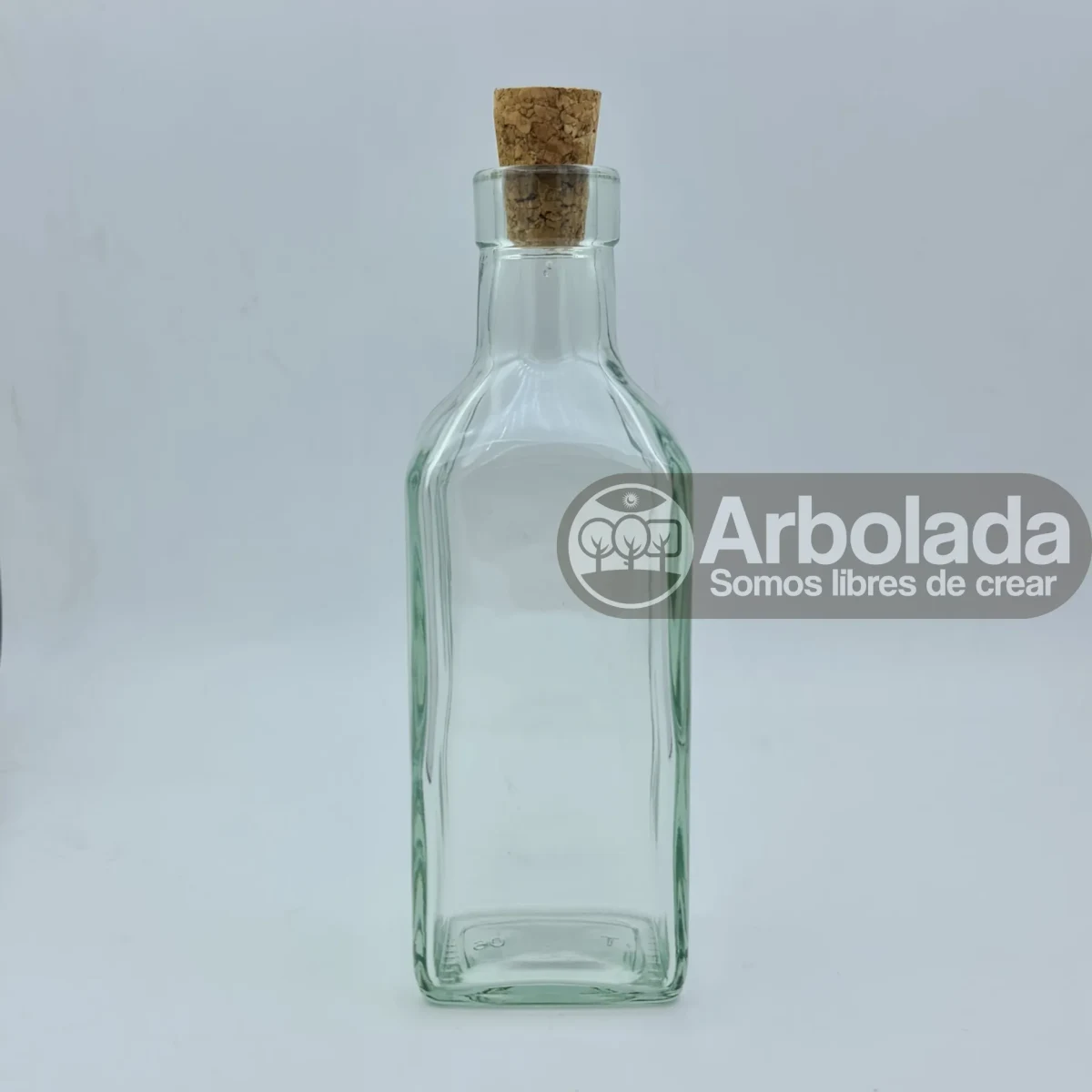 Botella vidrio transparente 250ml con corcho navidad1