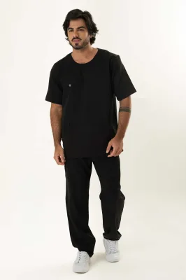 Scrub Masculino Gabardine Gil - Negro1