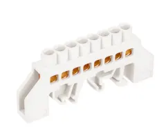 BARRA BRONCE AISLADA RIEL DIN BLANCA 8 POLOS