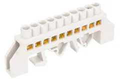 BARRA BRONCE AISLADA RIEL DIN BLANCA 10 POLOS