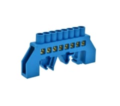 BARRA BRONCE AISLADA RIEL DIN AZUL 8 POLOS