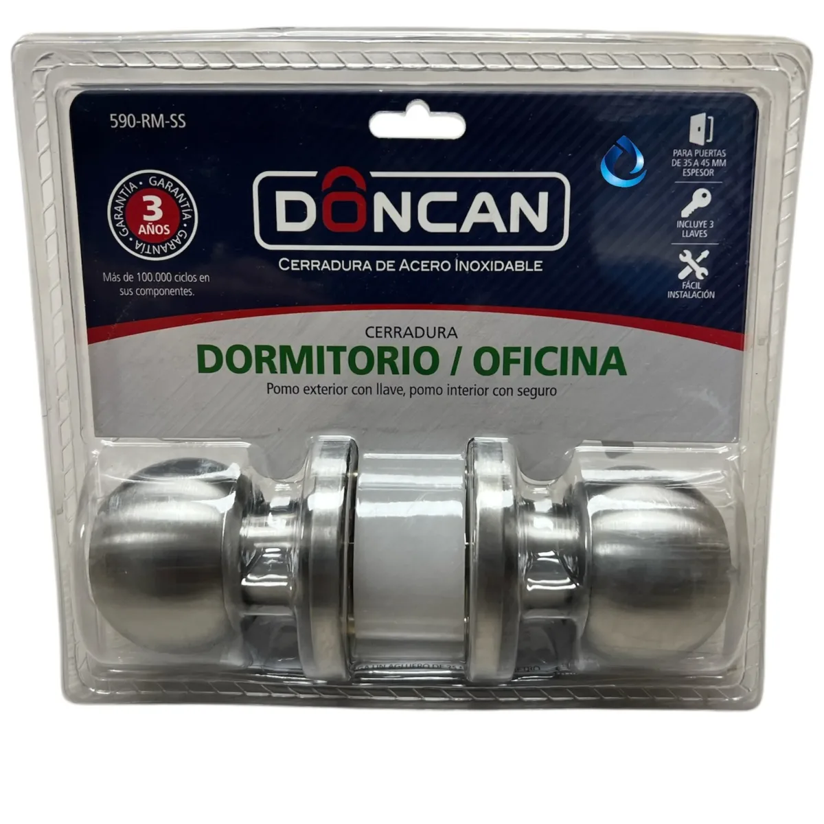CERRADURA ACERO INOX DORMITORIO 590 RM SS1